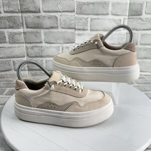 Hey Dude Hudson Lift Sport Luxe Champagne Bone Platform Leather Size 6 Shoe